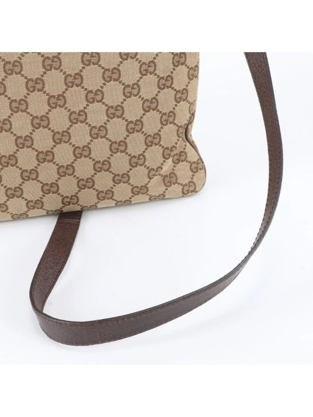 Gucci GG Canvas Leather Shoulder Bag Crossbody Messenger Business Brown